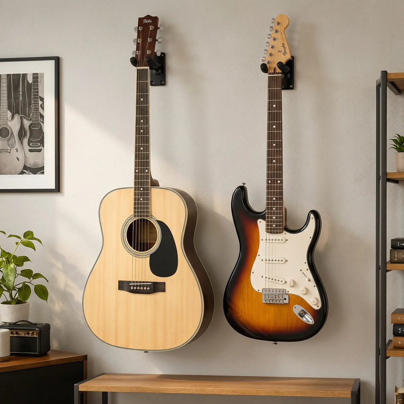 Support mural pour guitare, crochets muraux, support pour violon pour maison et studio (ensemble de 2)