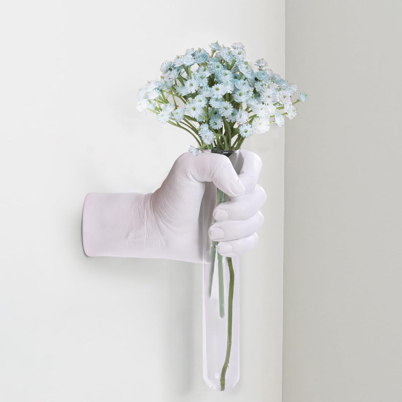 White Hand Vase Wall Sculpture
