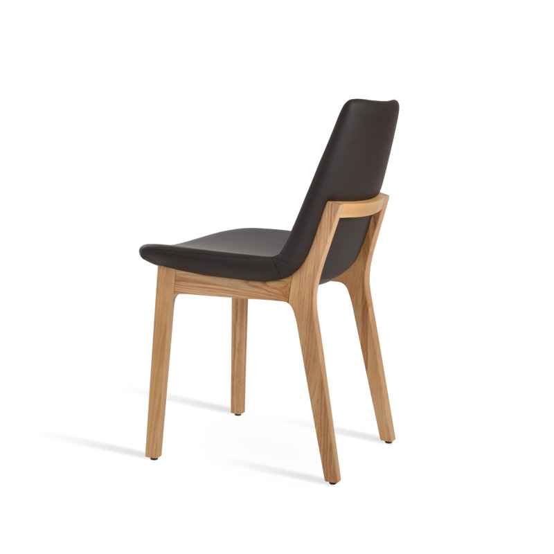 Eiffel Wood Dining Chair, Brown Faux Leather, Natural