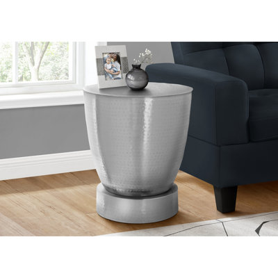 Table d'appoint, tambour, côté, bout, table de chevet, lampe, salon, chambre à coucher, métal chromé, contemporain, moderne