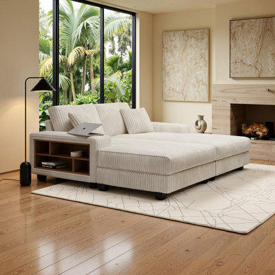 Modern Contemporary 79.5" Corduroy Solid Wood Sofa