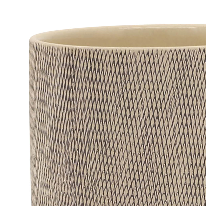 Set of 2 Beige Ceramic Planters with Wooden Stands