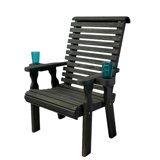 Heavy Duty 600 Lb High Back Roll Back Treated Patio Chair, Cupholders