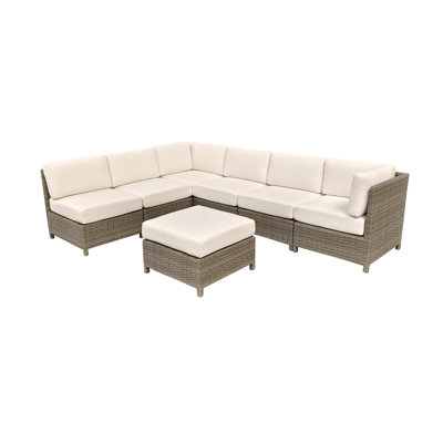 Canapé modulaire en osier avec coussins Sunbrella 9 pièces Annelise