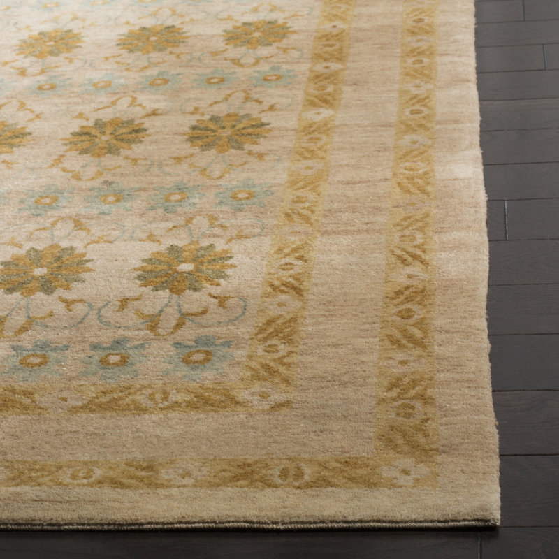 Larache Hand Knotted Wool Pile Oriental Rug, Rectangle 6' x 9'
