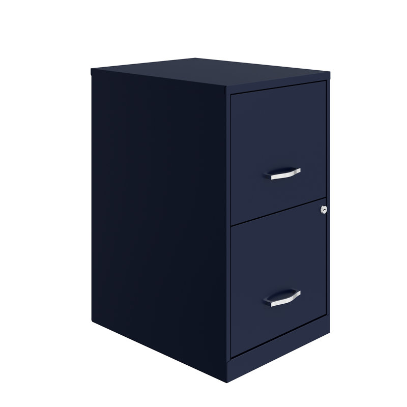 Navy 18" Lockable 2-Drawer Steel File Cabinet