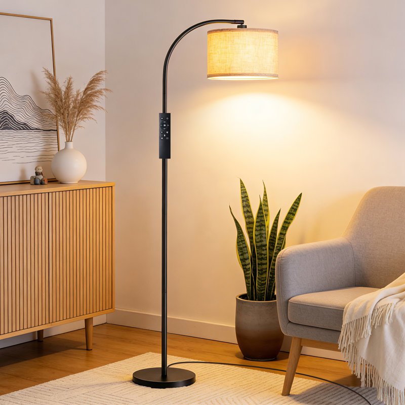 63.4'' Arched Floor Lamp With Remote Control And Bulb 