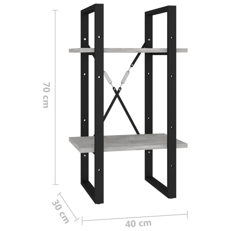 Koushirou 70cm H Standard Bookcase, 70cm H x 40cm W x 30cm D, Concrete Grey