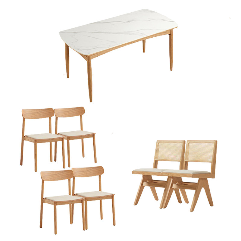 Simple modern rockplate dining table sets, 29.68"H x 62.99"L x 31.49"W