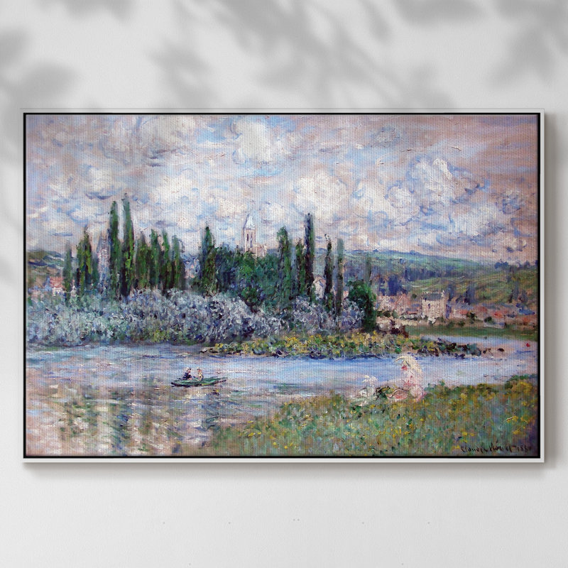 Vue de Vetheuil, 1880 (1), reproduction d'art sur toile, H 27 po x l 41 po x P 2 po, Blanc