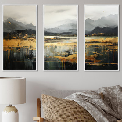 Gris et jaune, paysage de montagne abstrait IV - Paysage abstrait, art mural