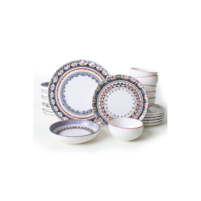 24-Piece Ceramic Dinner Set, White Stoneware | 100% Antibacterial, Eco-Friendly, Easy-Clean | Includes 6 Cake Plates (8.7 in), 6 Service Plates (11 in), 6 Dinner Plates (7.1 in), 6 Bowls (0.8 qt) | Dishwasher & Microwave Safe