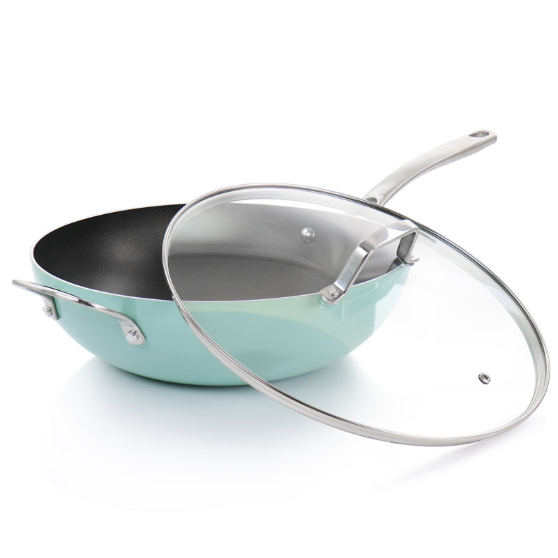 Martha Stewart 12 Inch Aluminum Nonstick Essential Pan With Lid In Turquoise