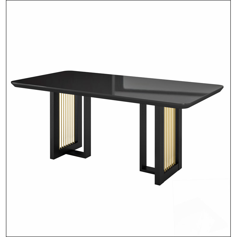 Table de salle à manger moderne 6 places avec accents dorés