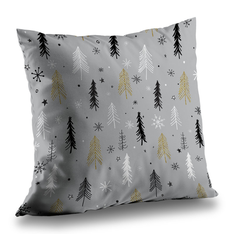 Christmas Tree Pattern White Kids Art Throw Pillow | Home Decor