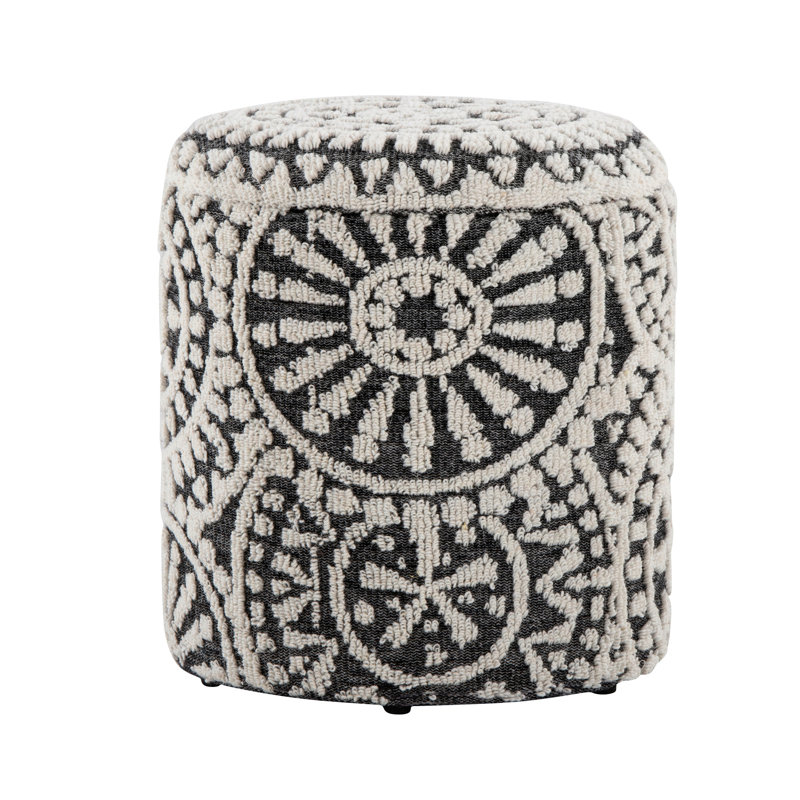 Laine noire et tissée à la main de 18 po, motif noué, couvercle amovible, multifonctionnel, aucun assemblage requis