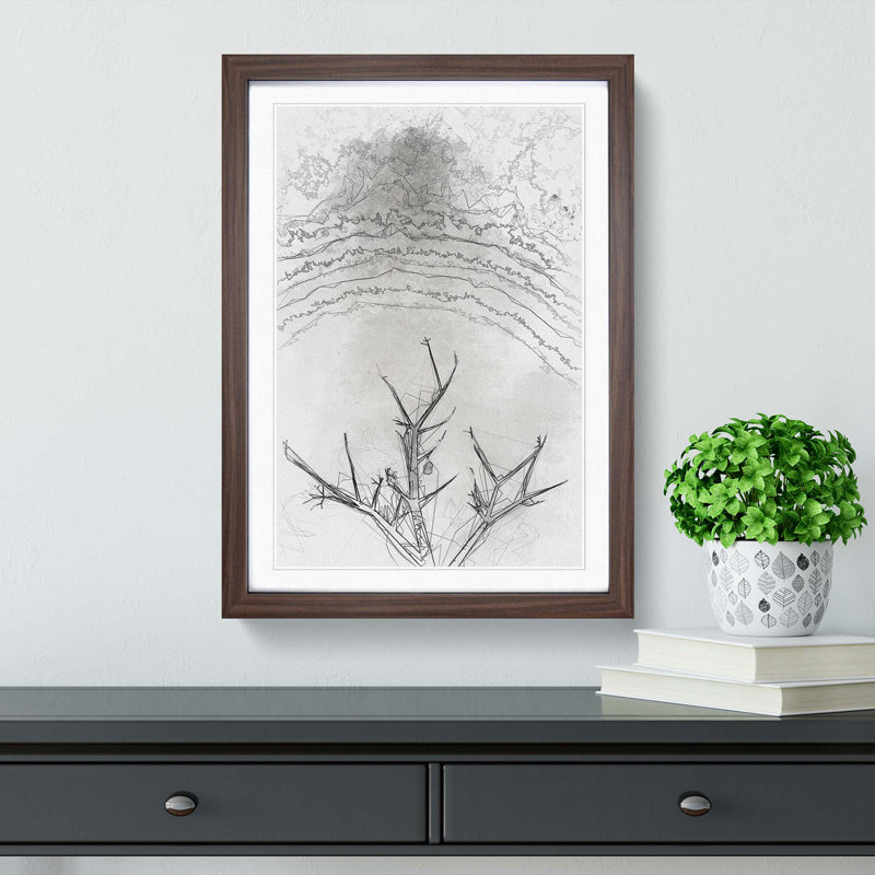 Bird House in a Tree in Abstract - Picture Frame Graphic Art Print, Walnut Framed, 87cm H x 62cm W x 2cm D
