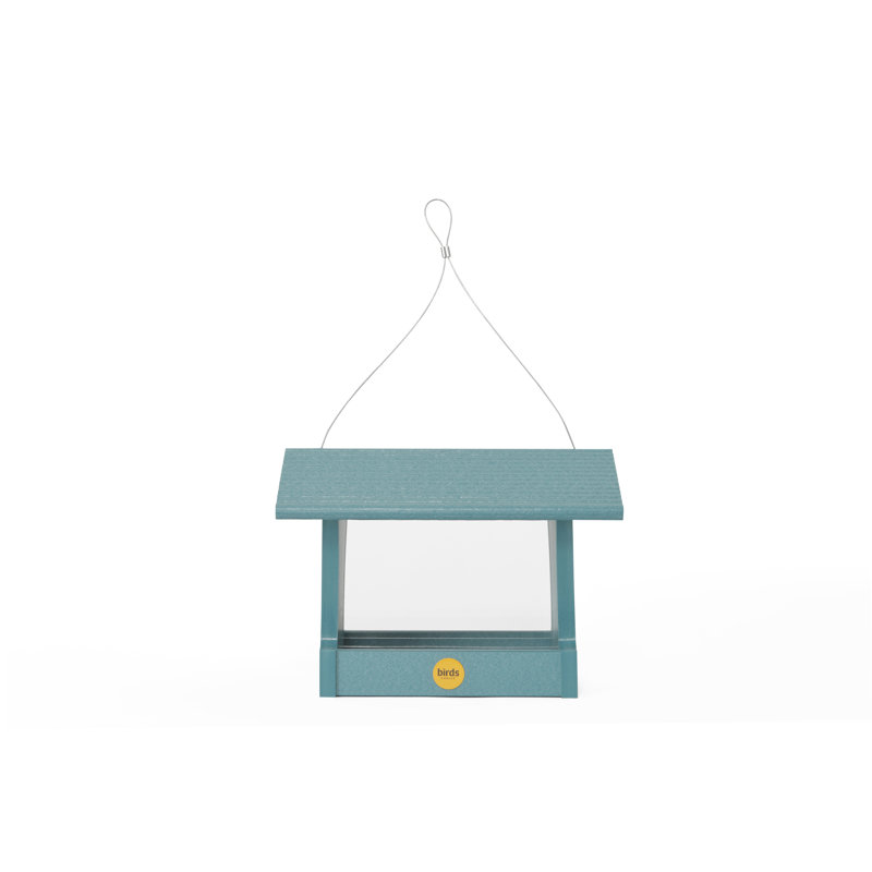 Lake Blue Hanging Plastic Hopper Bird Feeder