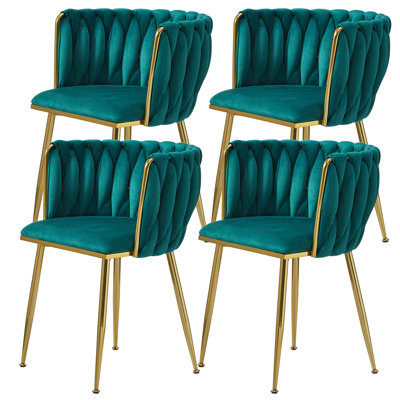 Evanni Velvet Upholstered Metal Side Chair