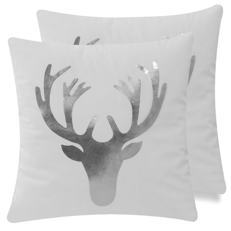 Christmas Gold and Silver Square Pillow Cover, Silver