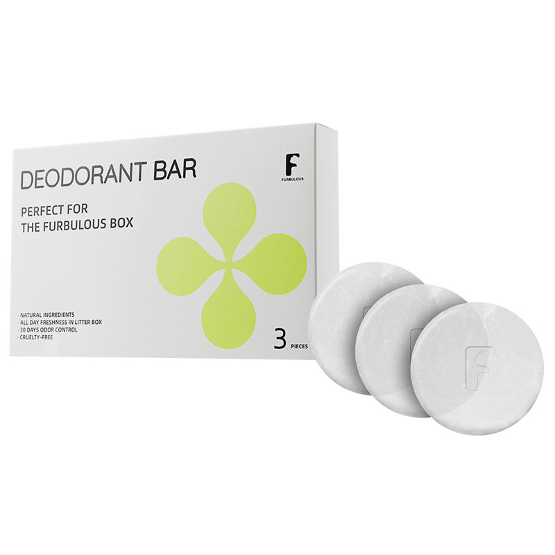 Barres de déodorant naturel Furbulous (paquet de 3) - Contrôle des odeurs pendant 30 jours, ingrédients sécuritaires pour les chats, lit sur mesure pour litière Furbulous