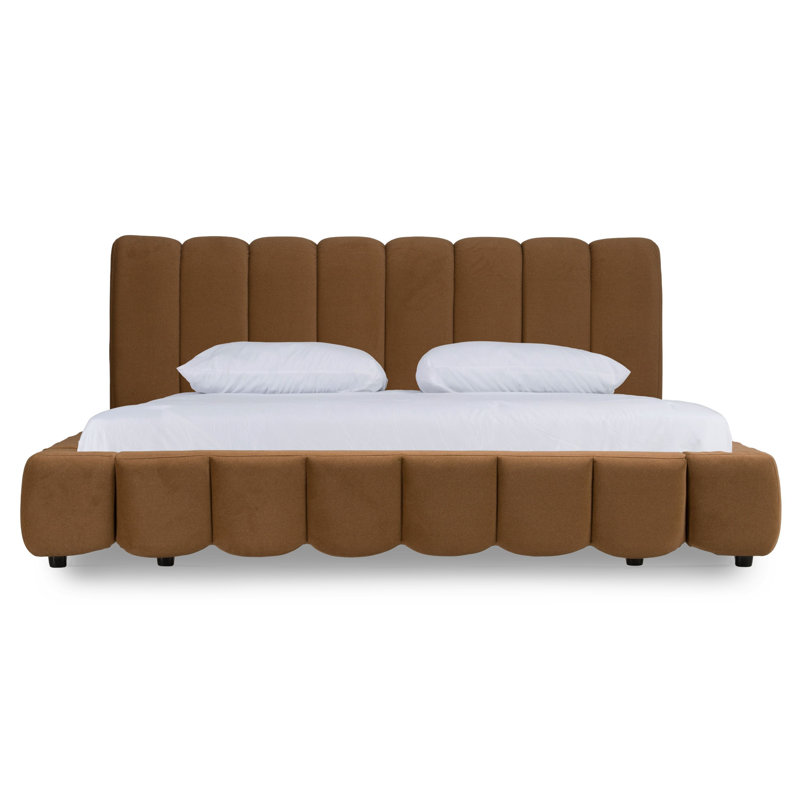 Claverton - Lit en tissu moderne, Très grand, Brun