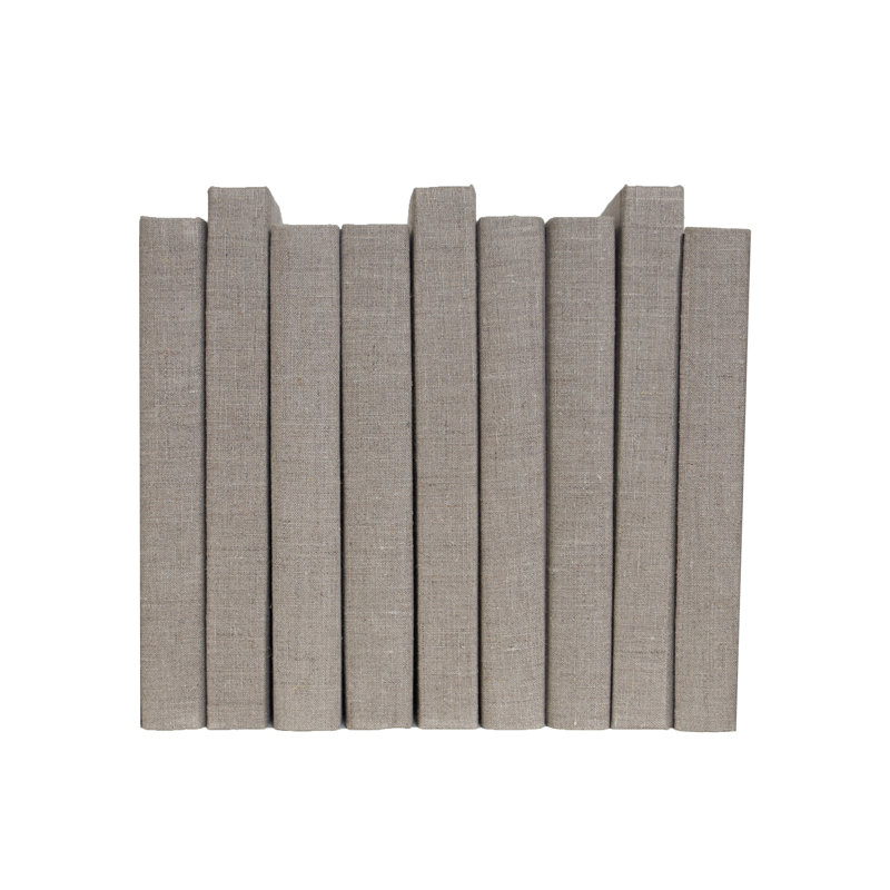 Decorative Books - Khaki Oversized Linen Wrapped Book Bundle - 1 Foot of Tan Books, Khaki