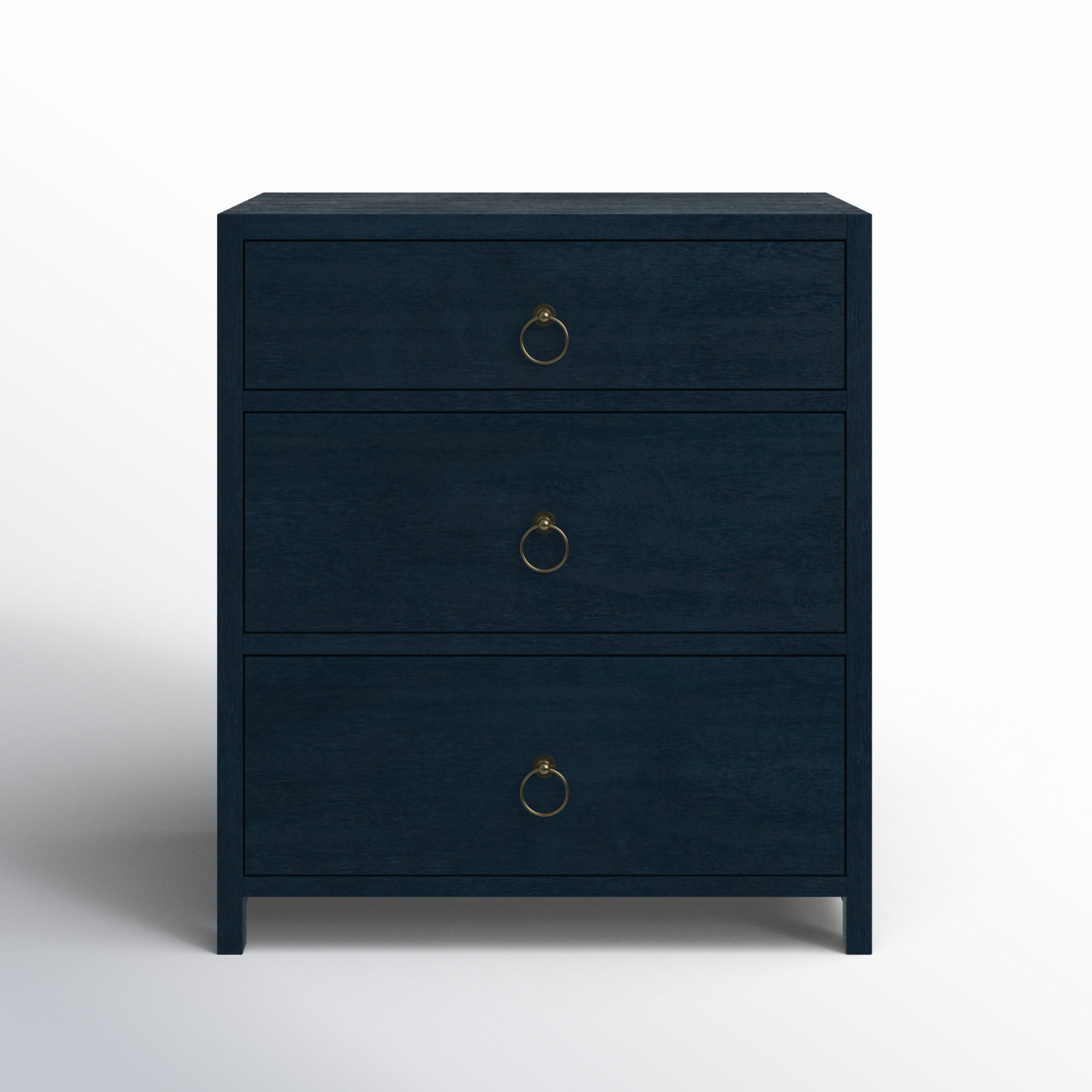 Elin 3-Drawer Acacia Nightstand, Navy Blue