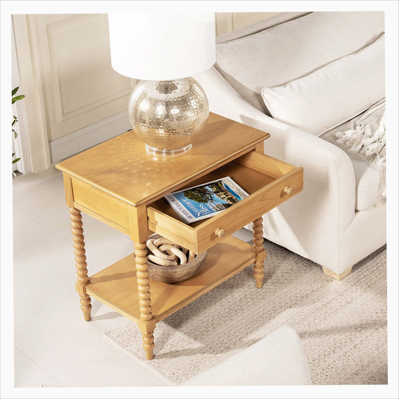 Rohtash Solid Wood Top 1 End Table with Storage