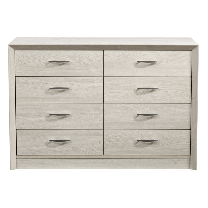 Lodsworth 47'' W 8 Drawer Double Dresser, White Washed Oak