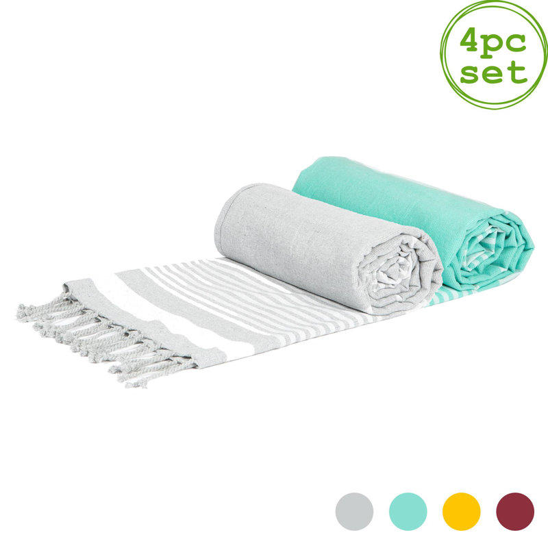 Nicola Spring - Deluxe Turkish Cotton Bath Towels - 162 x 90cm, Aqua/Grey