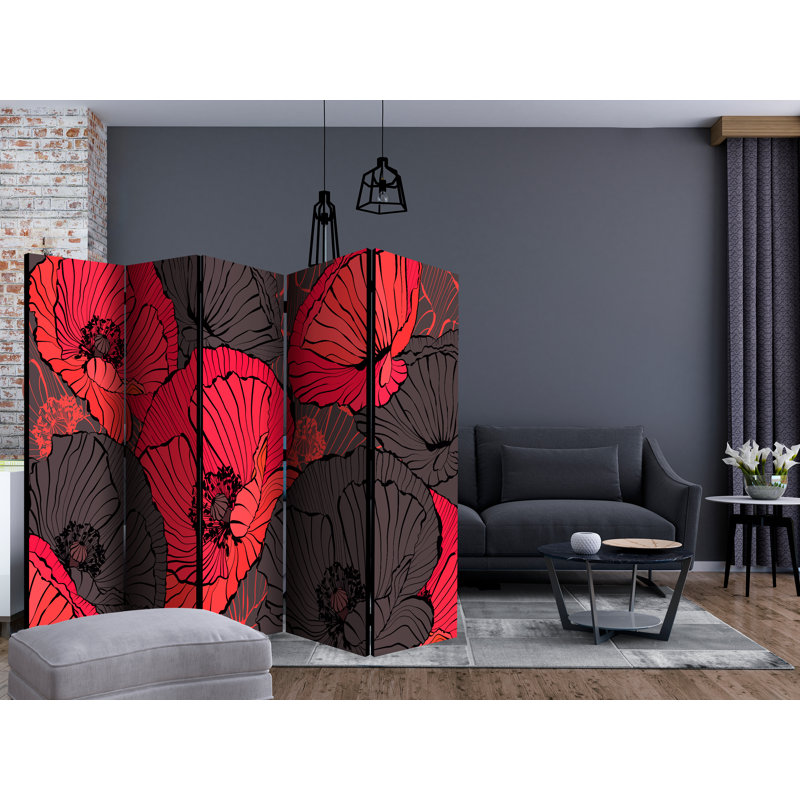 Haana 225cm W x 172cm H 5 - Panel Solid Wood Folding Room Divider