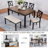 6 Piece Dining Table Set (Beige,Black,Oak)