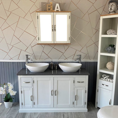 Bussard 1230mm Double Bathroom Vanity with Vessel Stone Basin