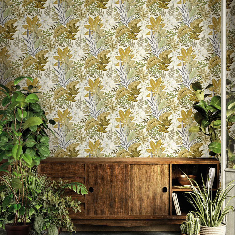 Wyatt 10m x 53cm Metallic Wallpaper Roll, Yellow