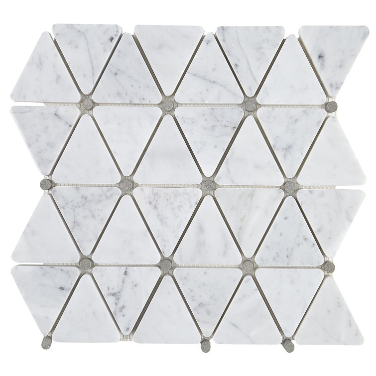 Polished Triangle 2" x 2" Marble Mosaic Tile in Crema Marfil