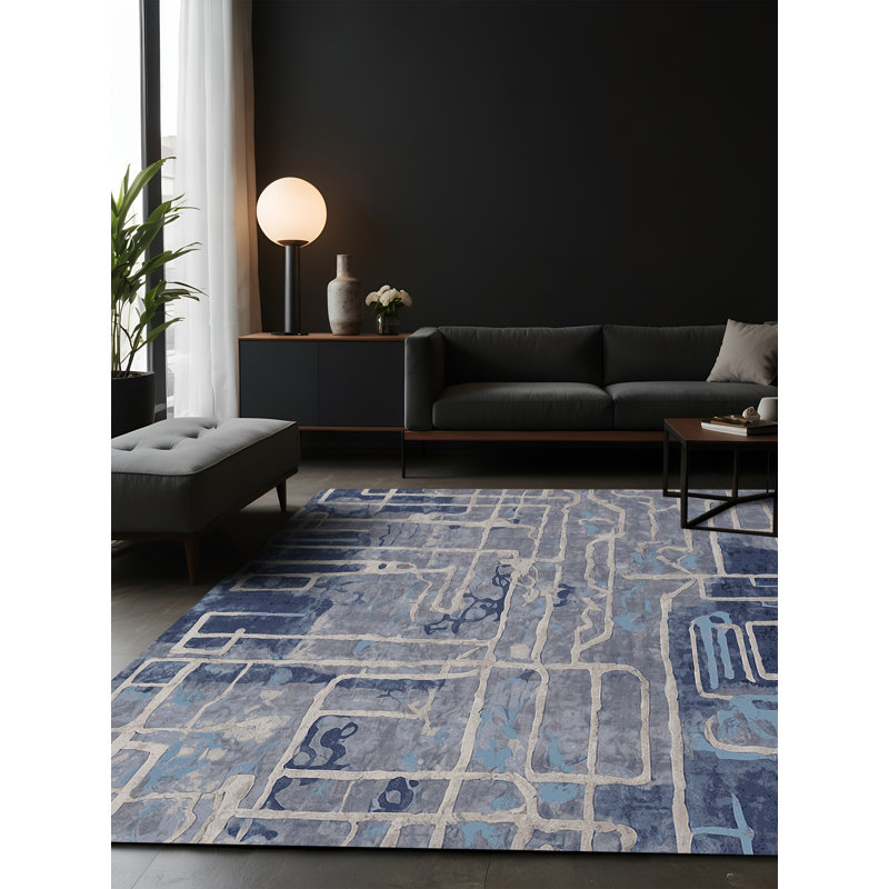 Tapis gris soyeux et moelleux, Carré 6 pi