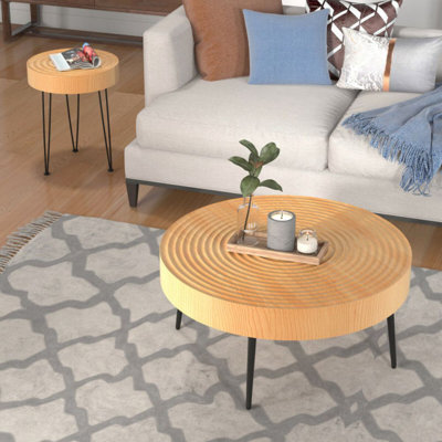 Loginov 2 - Piece Solid Wood Top Living Room Table Set