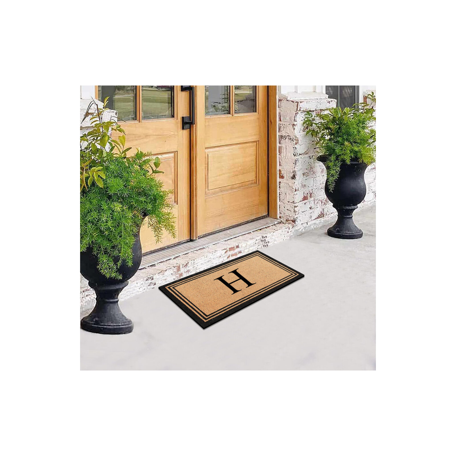 DeHond Pure Natural Coir Non-Slip Outdoor Door Mat, H, 24" X 39"