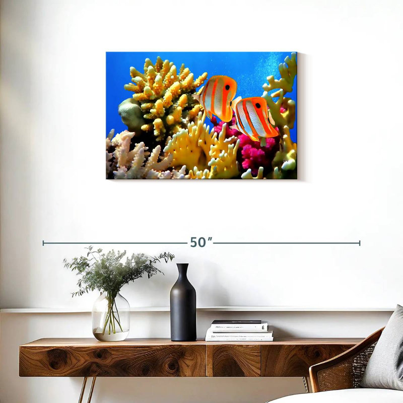 Butterflyfish And Corals, 20" H x 30" W