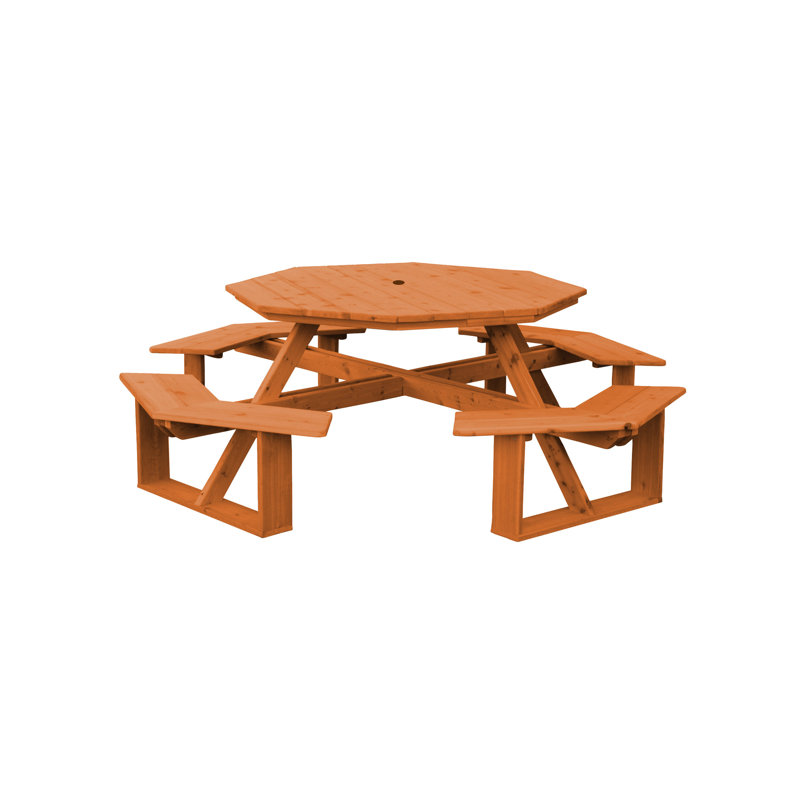 Table de pique-nique octogonale pour 98 personnes Sirna, Teinture cèdre