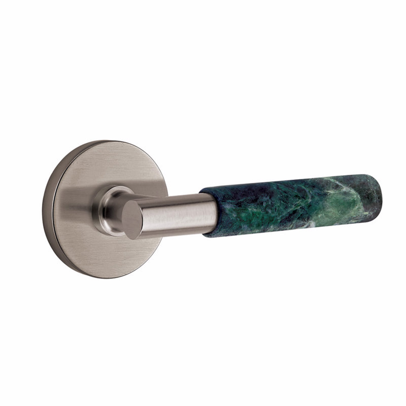 Ensemble de leviers de passage Emtek Select, rosette à disque, tige en T, poignée en marbre blanc, CF, Étain