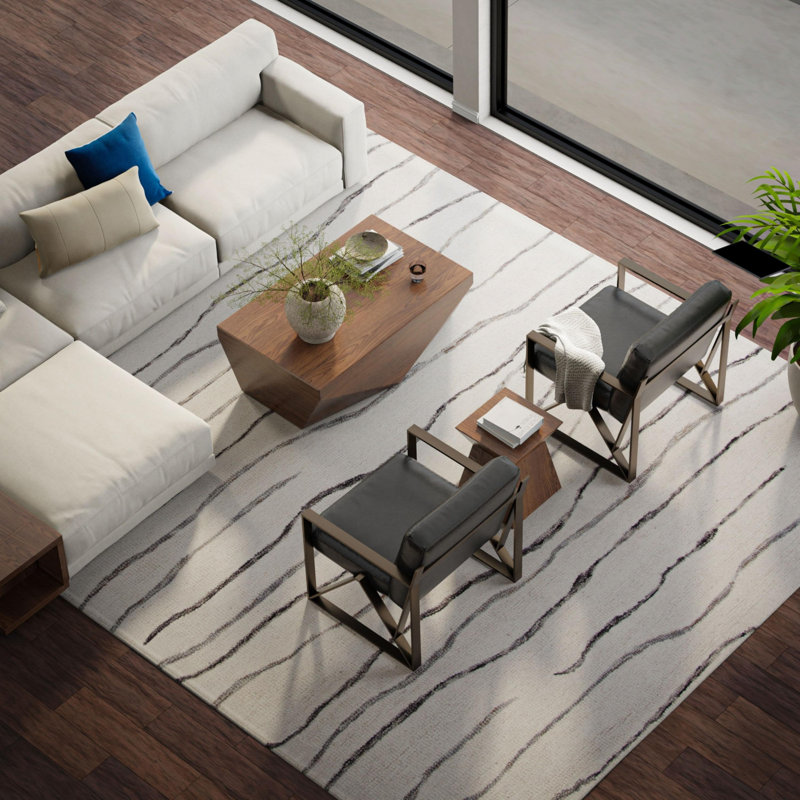 Tapis 100% laine touffeté à la main, Rectangle 7 pi 9 po x 9 pi 9 po