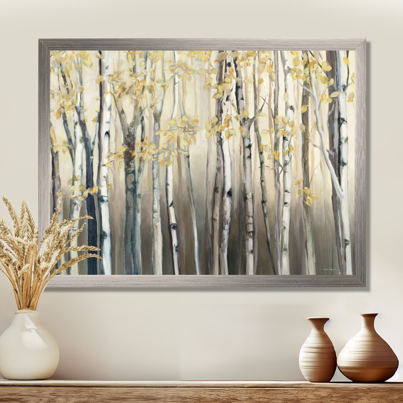 Forêt de bouleaux, art mural, impression de paysage de forêt dorée - Forêt de bouleaux dorés I, H 34 po x l 44 po