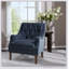 Fauteuil capitonné en polyester bleu marine à 4 pieds
