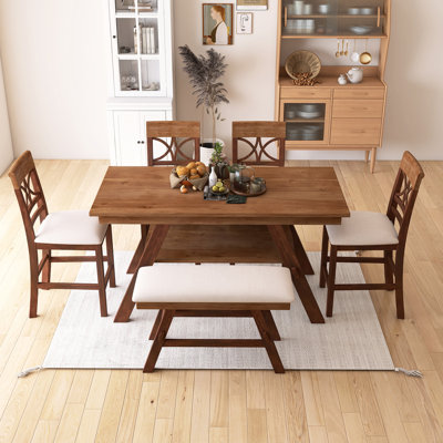 Ensemble de table de salle à manger à hauteur de comptoir 6 pièces