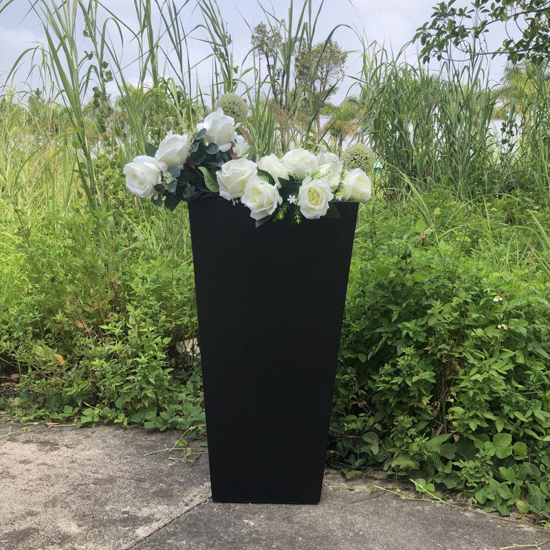 Hetum Pot Planter, Burnished Black, 14" x 28"