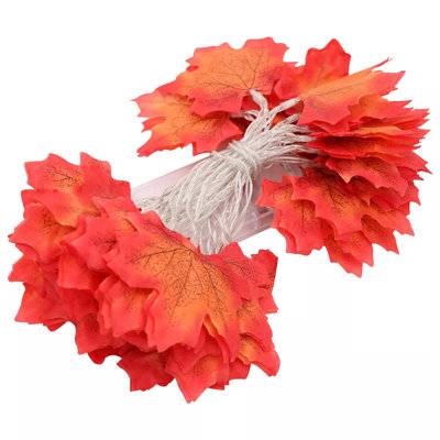 9.8ft Fall Thanksgiving Maple Leaves 30 Led Light Lamp Garland Festival Christmas Decor