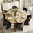 6 - Person Dining Table Sets With Round Table & 6 Upholstered Chenille Chairs-124881789-124881793