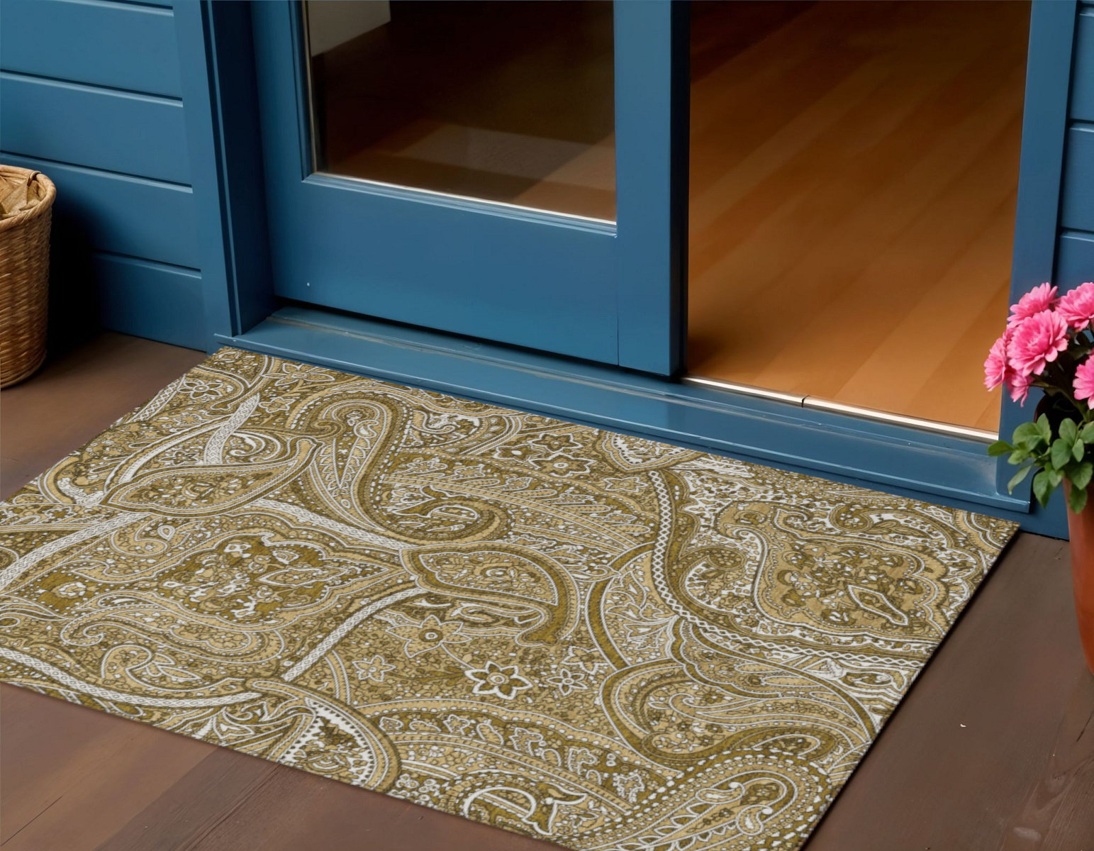 HomeRoots 3' X 5' Tan Paisley Washable Indoor Outdoor Area Rug ...